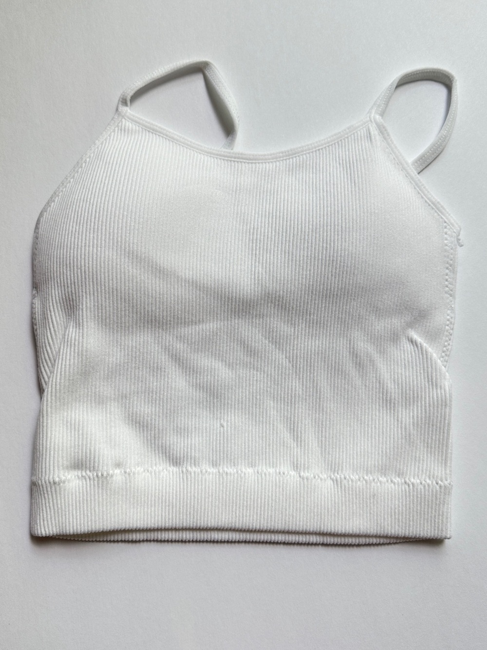 Zenana White Ribbed Seamless Brami Tank Size S/M P2P 11